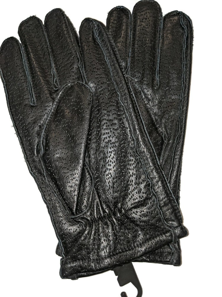 Men's Leather Driving Gloves, Black, Medium.
