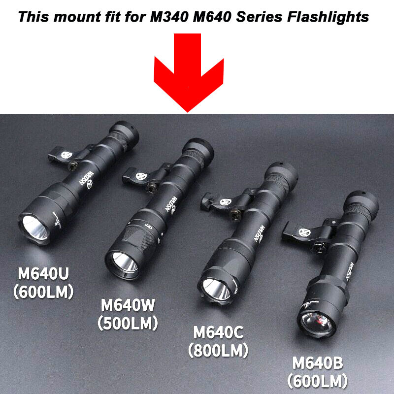 Tactical Mlok & Keymod Metal Base Mount For M640 M340 Airsoft Flashlight Base