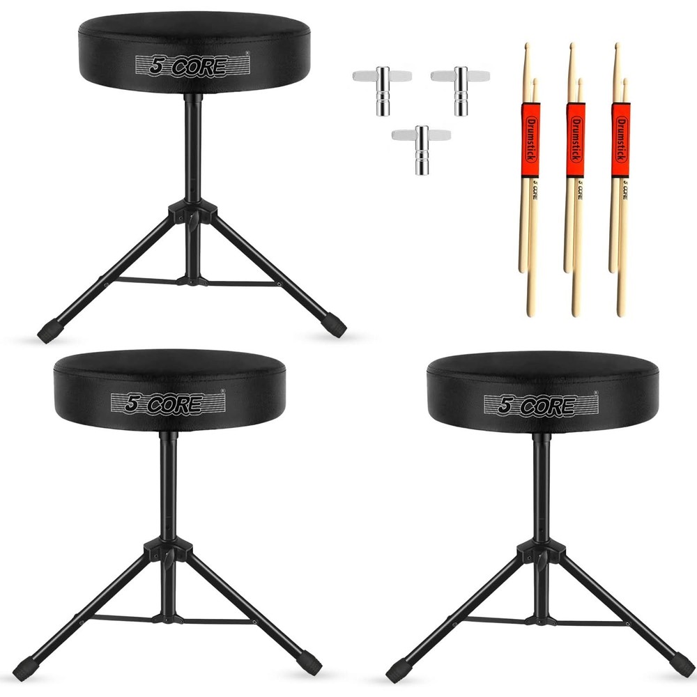 5 Core Drum Throne 3" Padded Comfortable 330Lb Capacity Drummer Stool Adjustable
