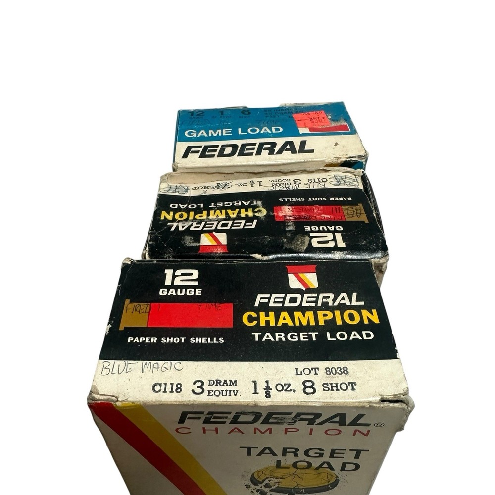 Vintage 12 Gauge Federal Shell Boxes - Empty - Target Load Game Load For Display
