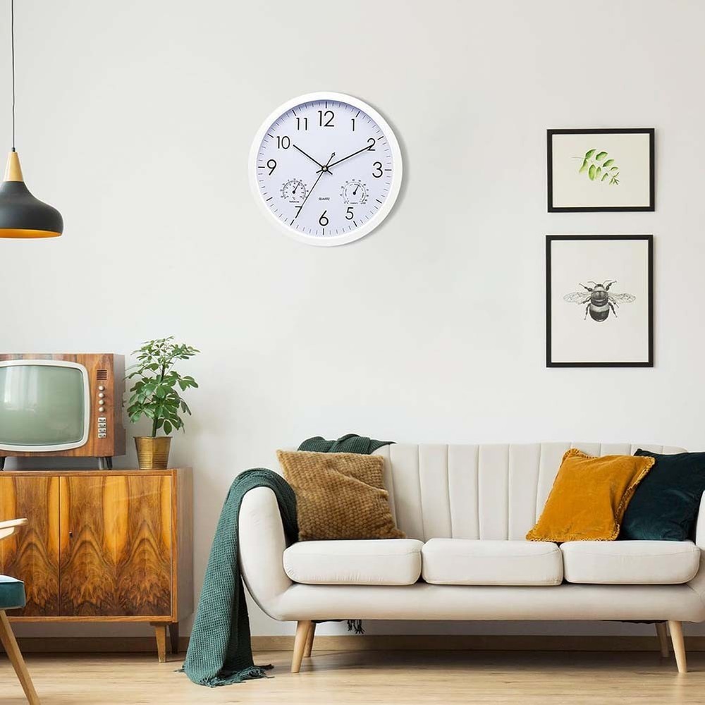 Compact 30cm Wall Clock with Temperature Display Perfect for Small Spaces