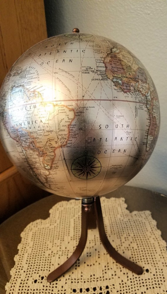 Preowned 14 inch Copper Colored Tabletop Globe