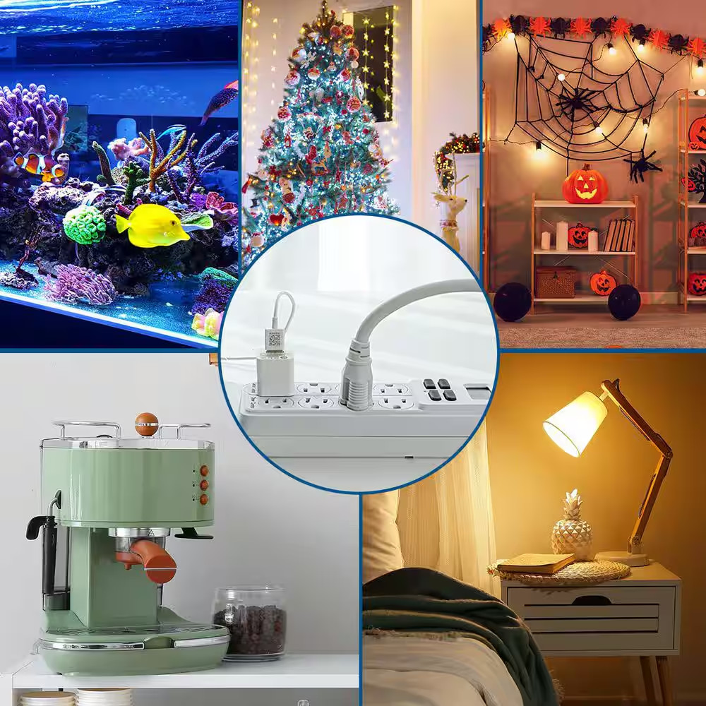 Mechanical Indoor Timer Power Strip with 8-Outlets, Countdown, Flat Plug, 6 Ft.