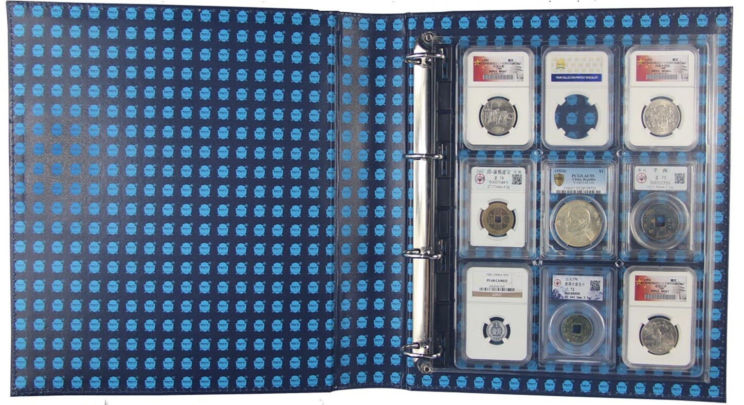 Ring Binder Album for NGC PCGS Slab Plastic Coin Capsule Holders + 4 encap pages