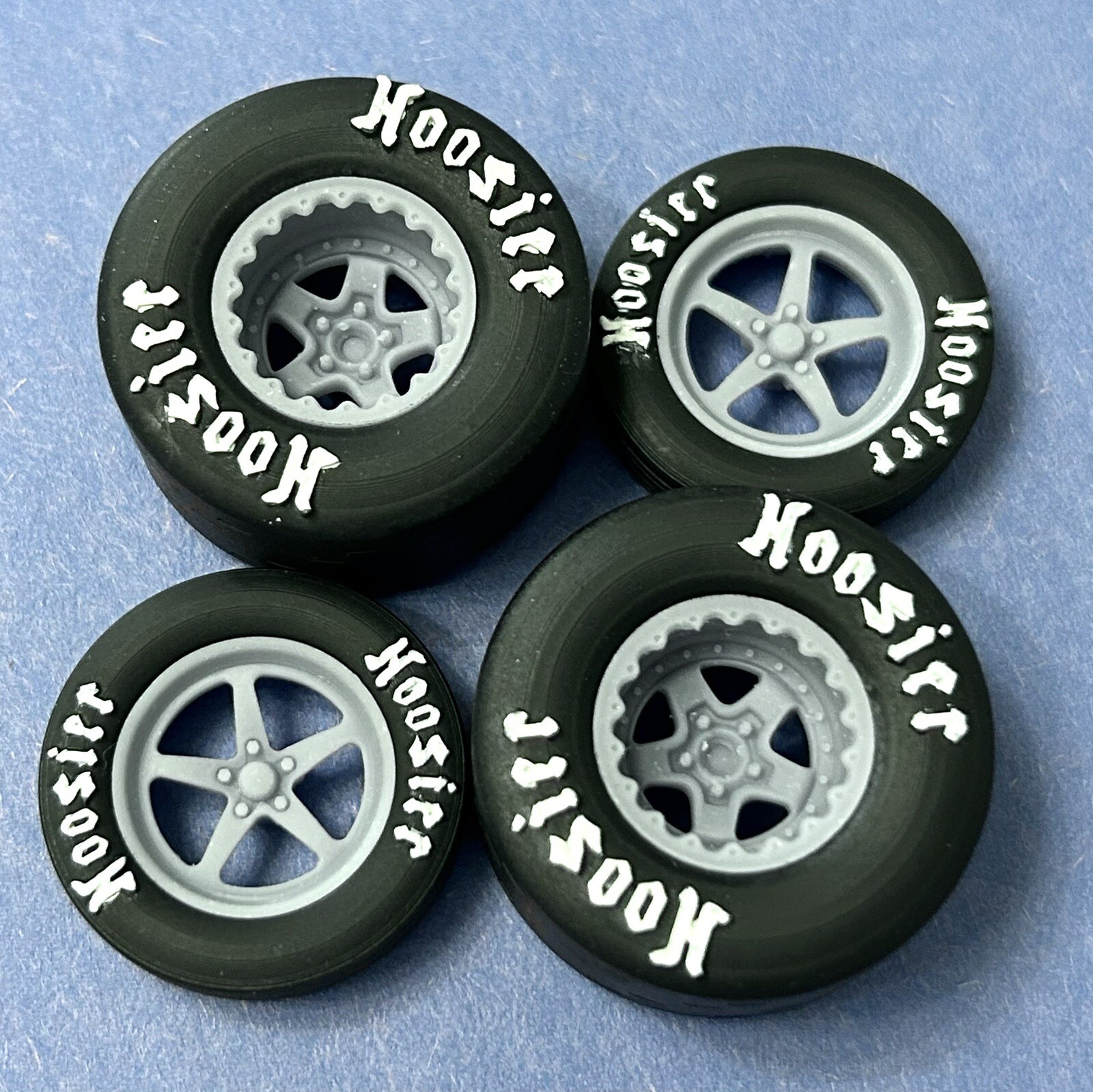 Resin 15/17 Scale in. “Weld Alumastar” Wheels With Hoosier Drag Slicks 1/24,1/25
