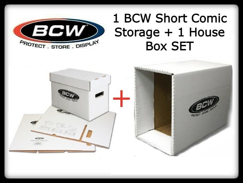 BCW Short Comic Book Storage & House Box Thick & Stackable White Cardboard SET