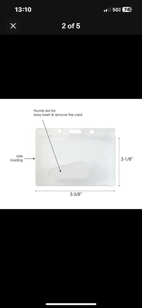 2 Pack ID Card Badge Holder Horizontal Hard Plastic Protector Clear Case