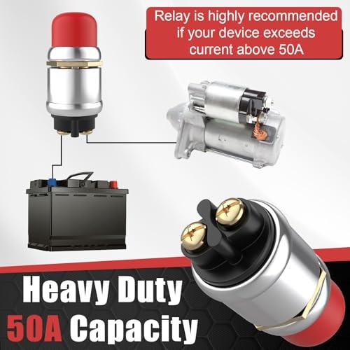 Push Button Starter Switch 12V 50A, Waterproof Momentary Start Switch for red-1