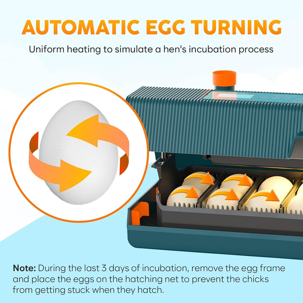 Automatic Egg Incubator with Turning Control for Hatching Chicken, Duck, Goose,