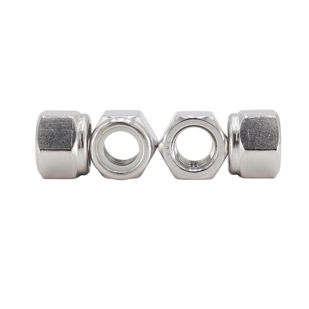 Nylon Insert Lock Nuts 1/4"-20 50 Pack 304 Stainless Self-Locking