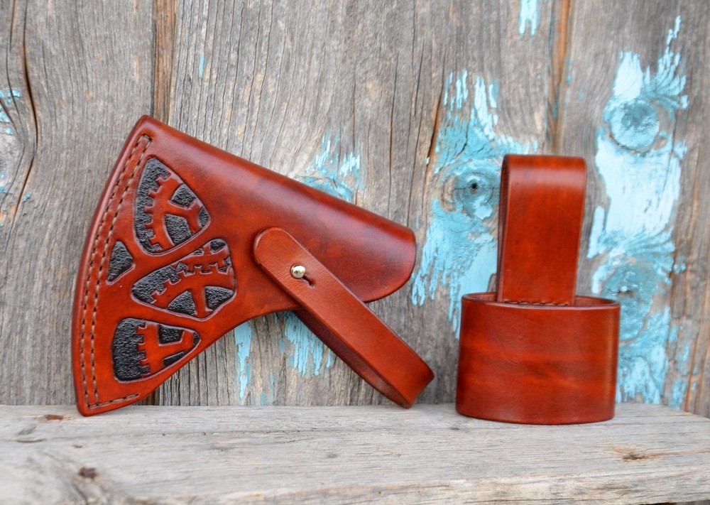 Handmade Tooled Leather Gransfors Bruk Small Forest Axe Sheath, Personalized