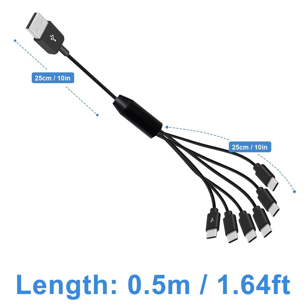 Poyiccot USB C Splitter Cable - 6 in 1 C 1.5ft, Black