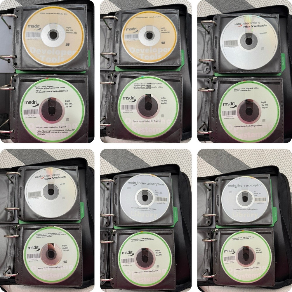 59 Microsoft Developer Network MSDN Discs Library Bulk Lot Binder