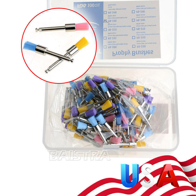 100Pcs/Box Dental Nylon Materials Closure Flat Polishing Prophylaxis Brushes