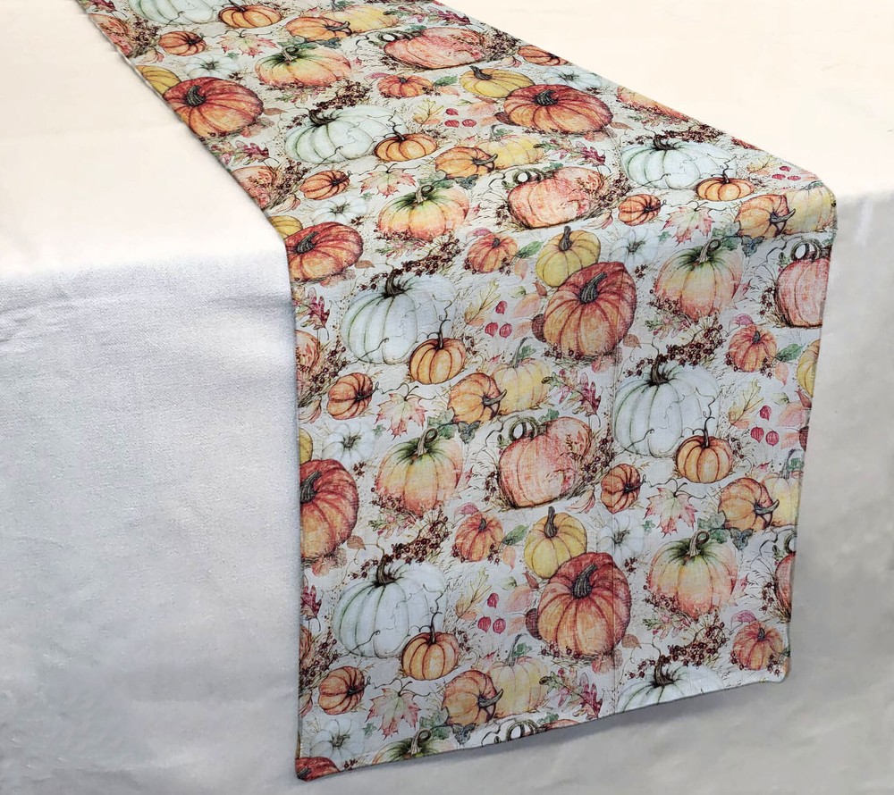 Fall Pumpkins & Leaves Table Runner
