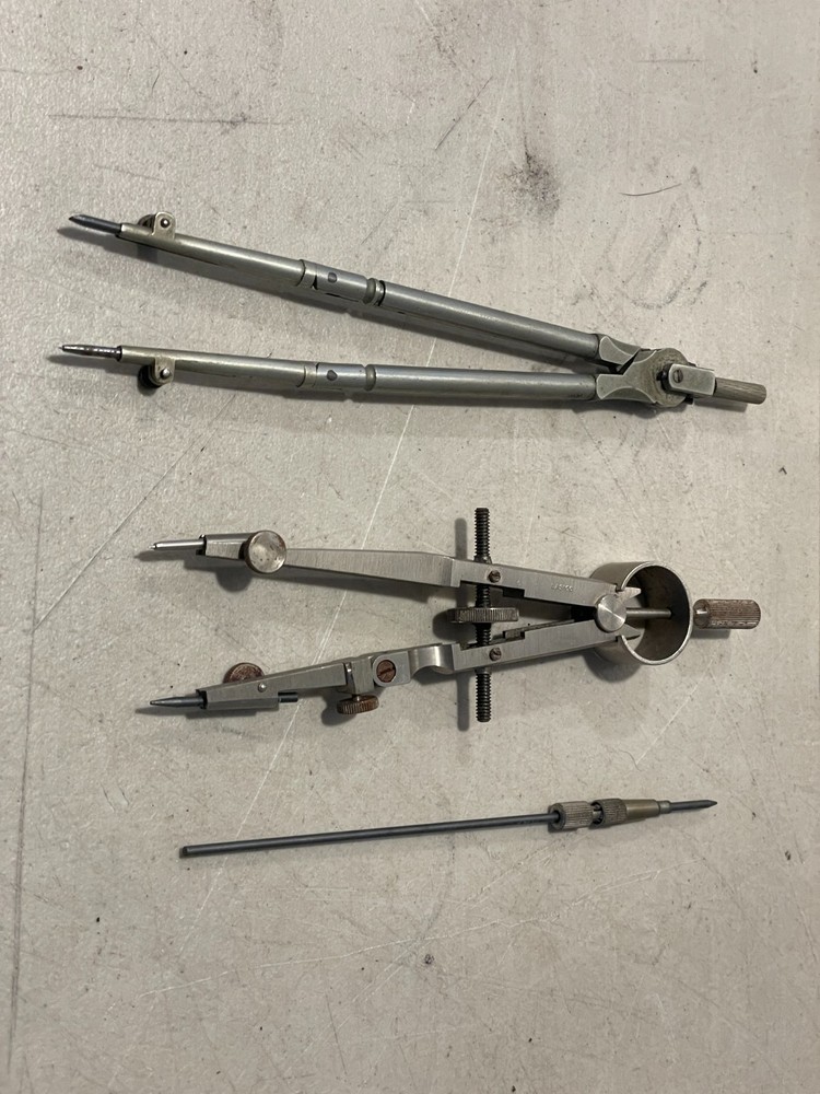 Vintage Drafting Compass Set With Case Engineering Drawing Tools Architect Lot