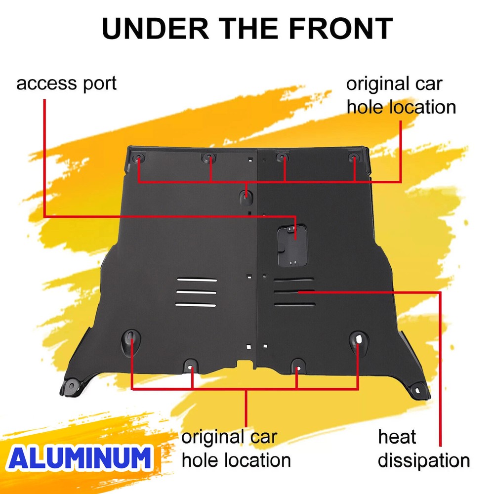 Aluminum Front Skid Plate Under Engine Guard Cover For Tesla Model 3 & Y 2017-24