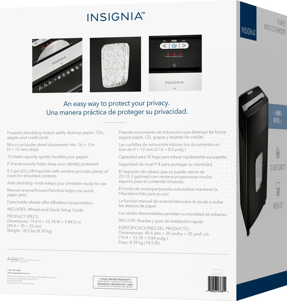 Insignia- 10-Sheet Microcut Shredder - Black