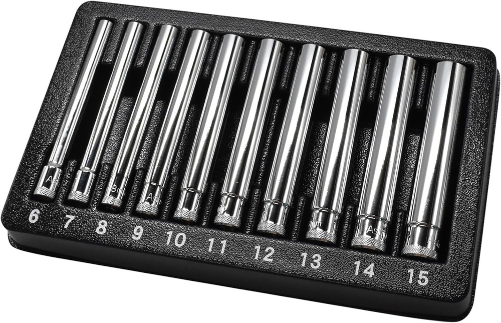 Astro Tools 4111 10PC 1/4" Drive Extra Deep Metric Socket Set 6-15mm