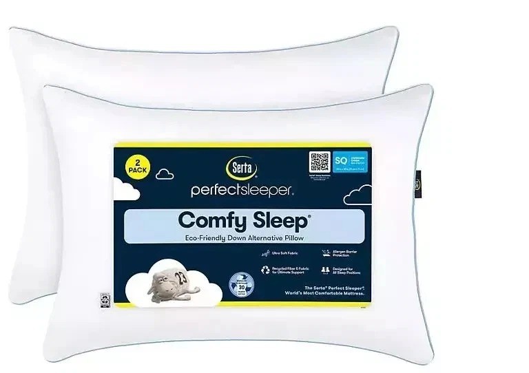 Serta Perfect Sleeper Comfy Sleep Eco-Friendly Bed Pillow, 2 Pack.
