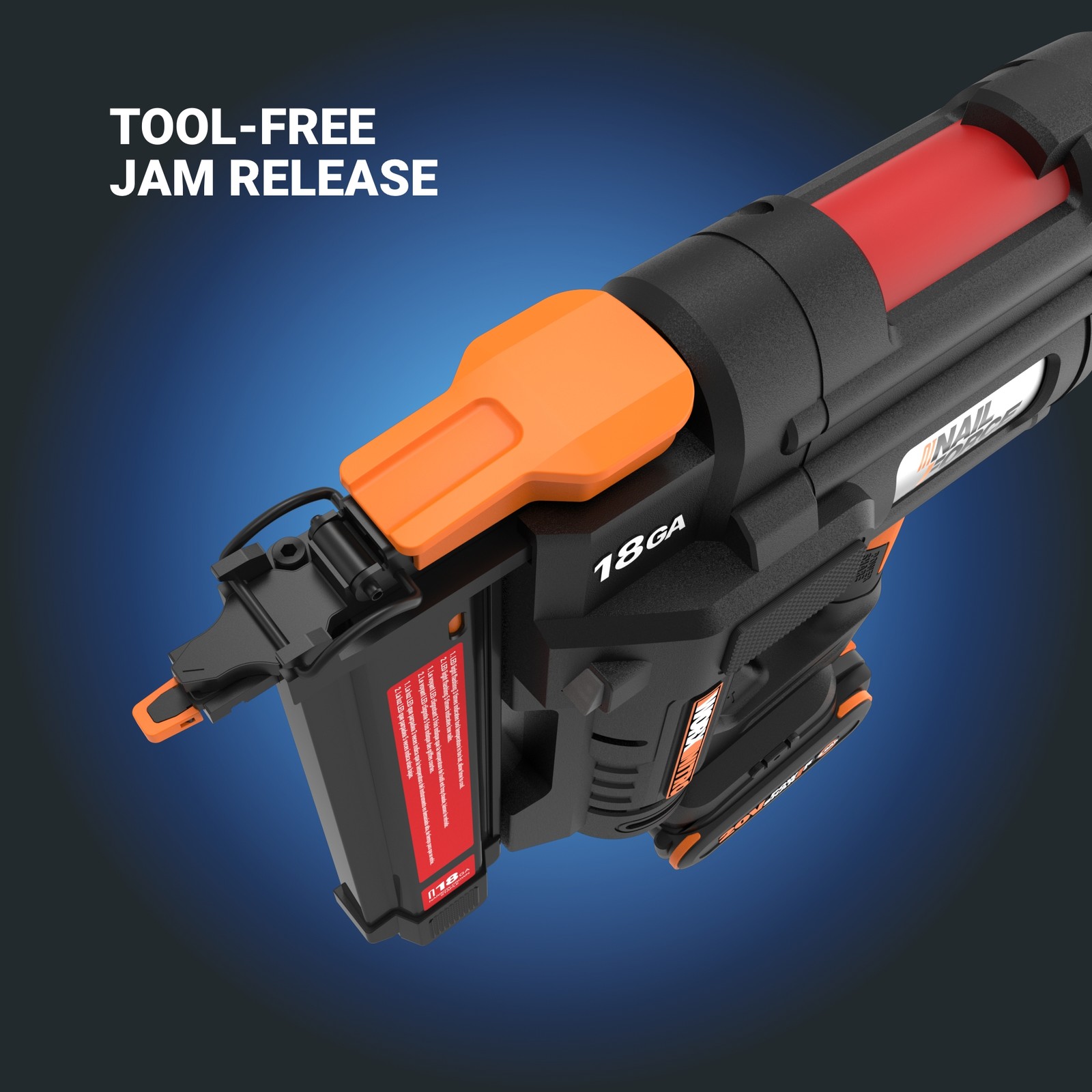 WX844L Worx Powershare Nitro 20V Cordless 18-Gauge Narrow Crown Staple Gun-CR