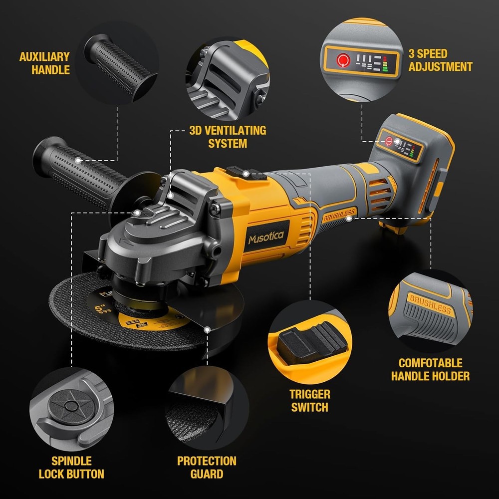 4.5" Brushless Cordless Grinder - Ergonomic, Variable Speed for Professionals