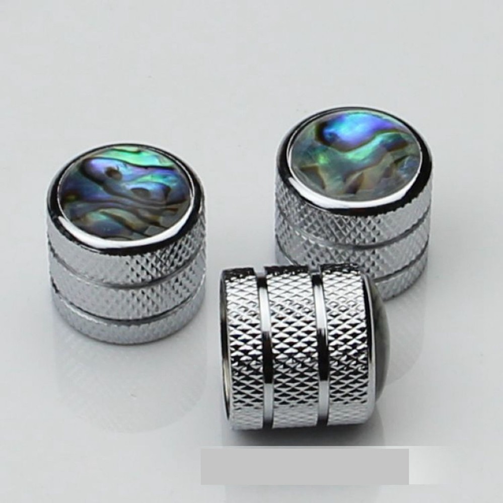 3 Pcs Guitar metal Dome control knob abalone inlay volume tone knobs Chrome