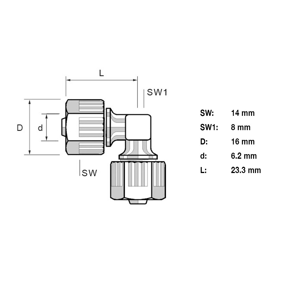 Tefen Fitting 1/4" Union Elbow 10 Pack