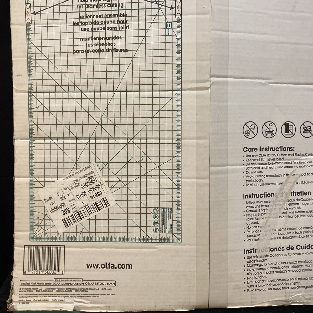 OLFA Continuous Grid Rotary Mat Set 3 Assorted Mats W Clips & Box Lightly Used