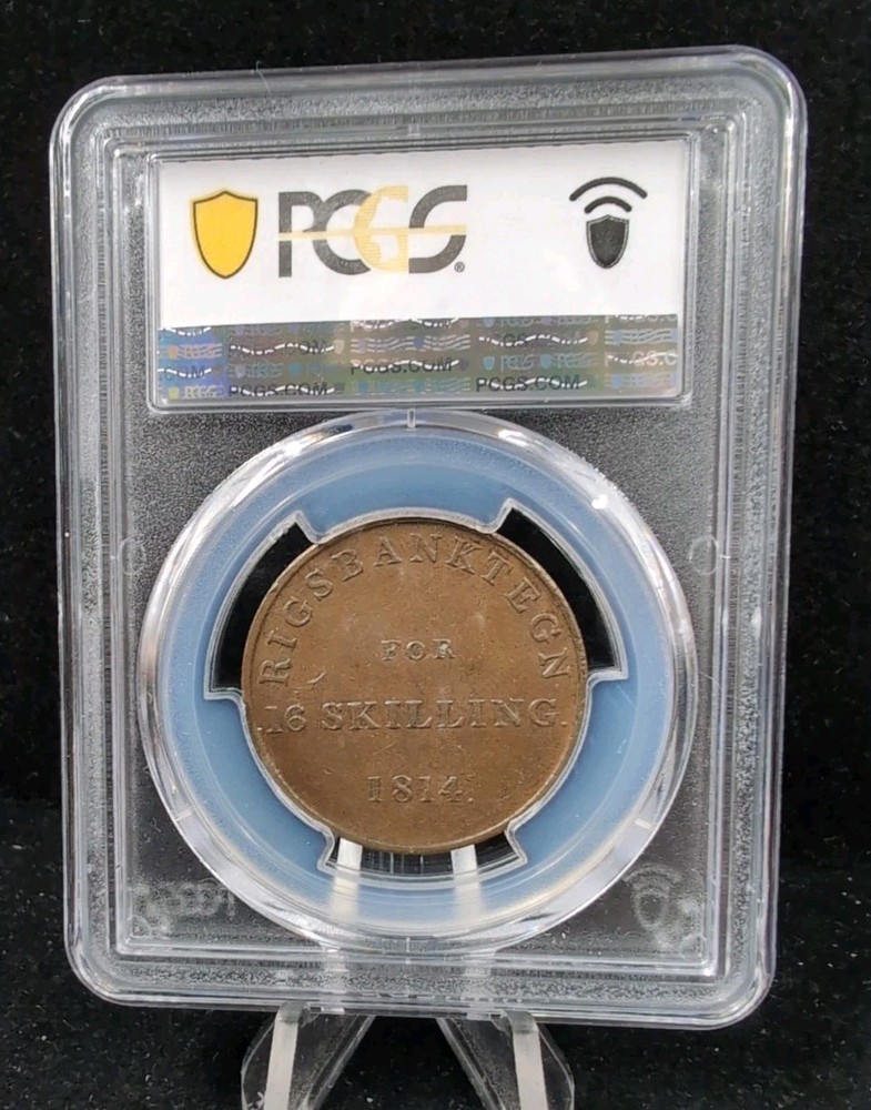 1814 Denmark 16 Sk Token –PCGS MS62BN #4437