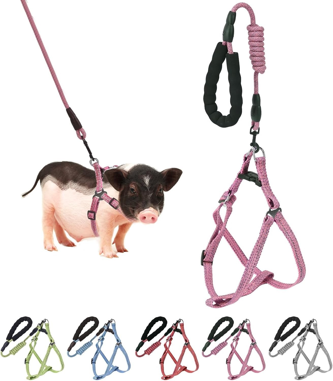 Mini Pig Harness, Adjustable Small Pig Harness with Leash Infinity Style Lead an