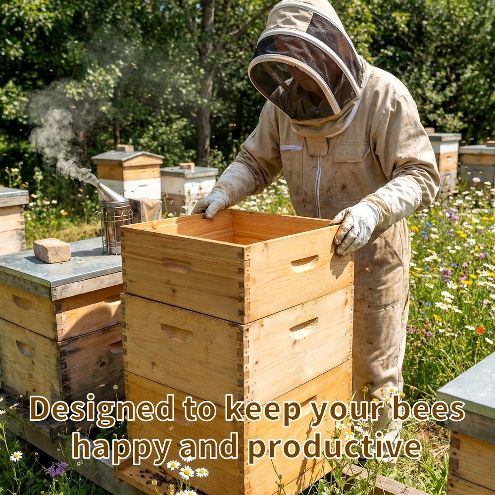BeeQuestify 10 Frame Bee Hive Box Langstroth Deep Brood Dipped 10pcs