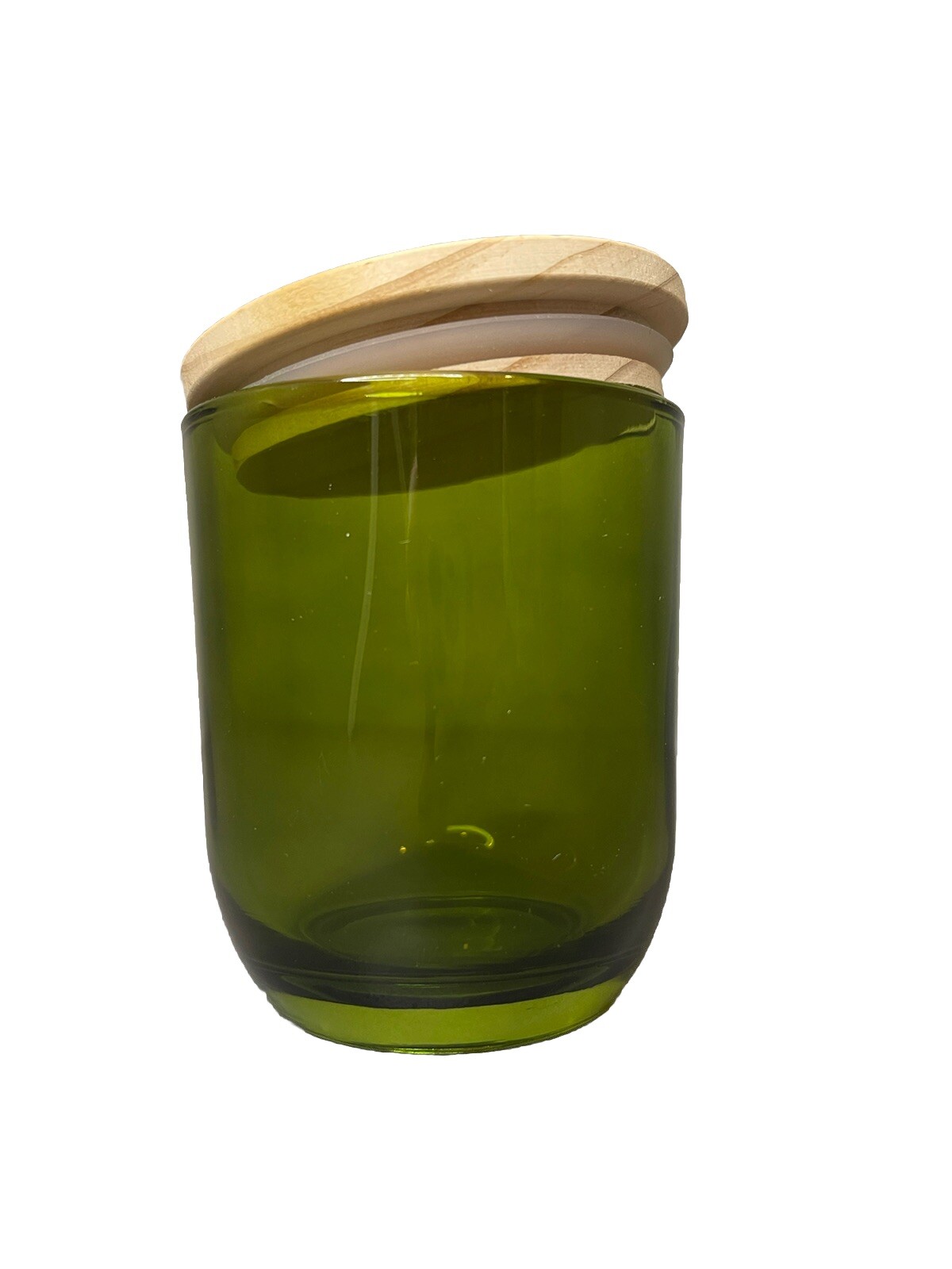 8oz Green Glass Jar With Wooden Lid Candle Making