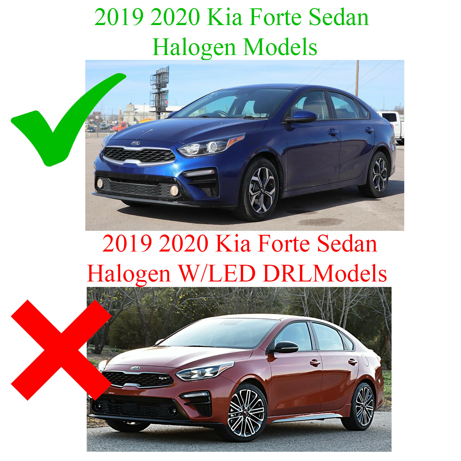 Headlight Assembly for 2019 2020 Kia Forte Sedan Passenger Halogen no LED w Bulb