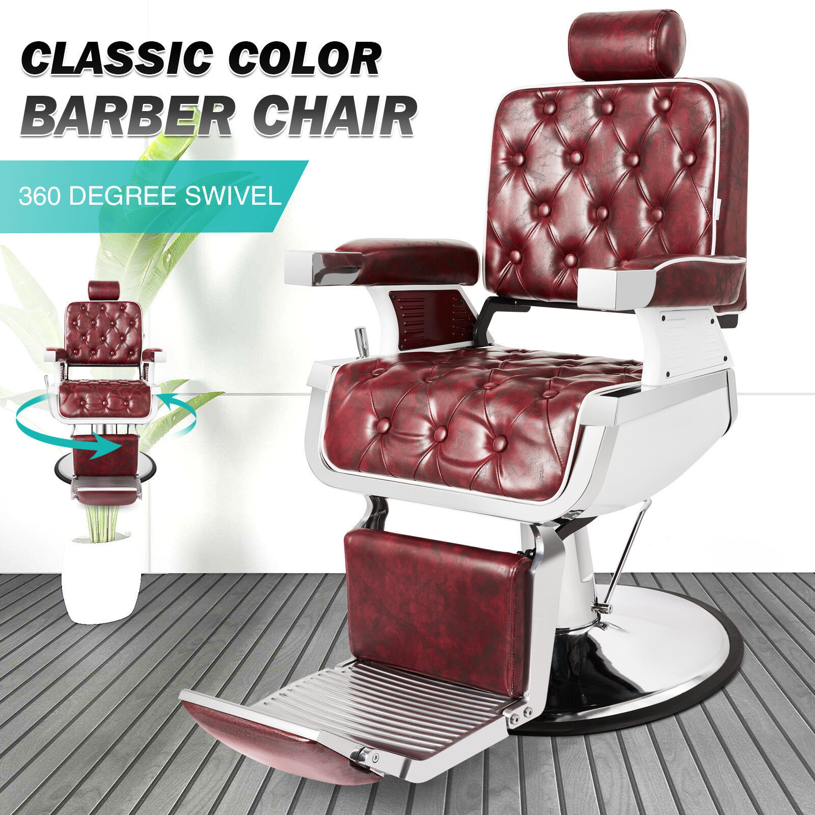 Red Vintage All Purpose Heavy Duty Hydraulic Recliner Barber Chair Salon Beauty
