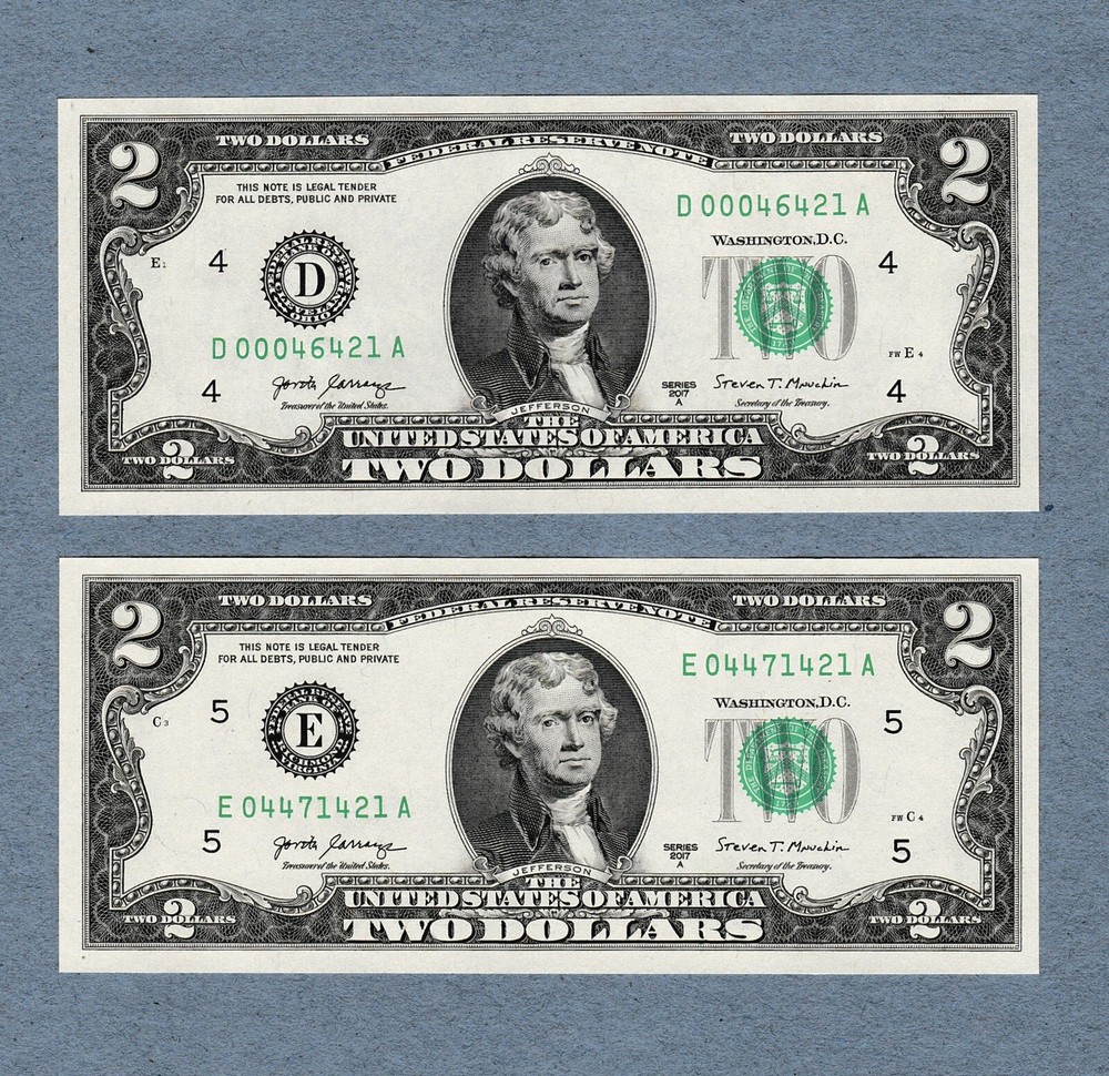 2017 A $2 TWO DOLLAR BILLS ( 11 District full set ) UNCIRCULATED