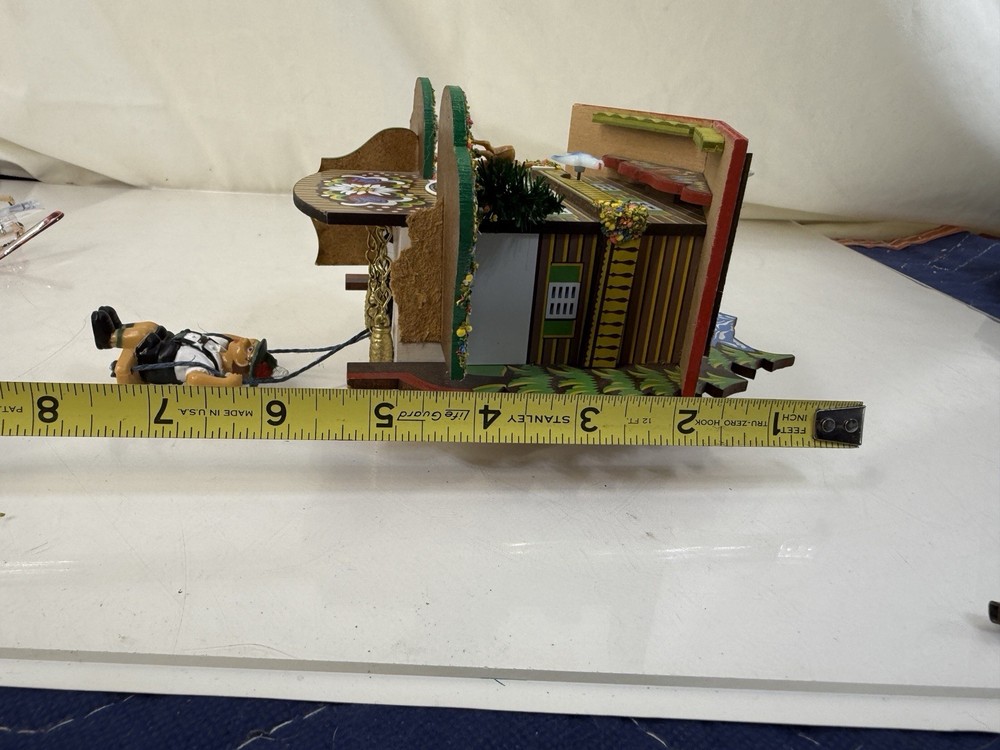 Vintage German Mini Cuckoo Clock w/ Bouncing Boy On Swing