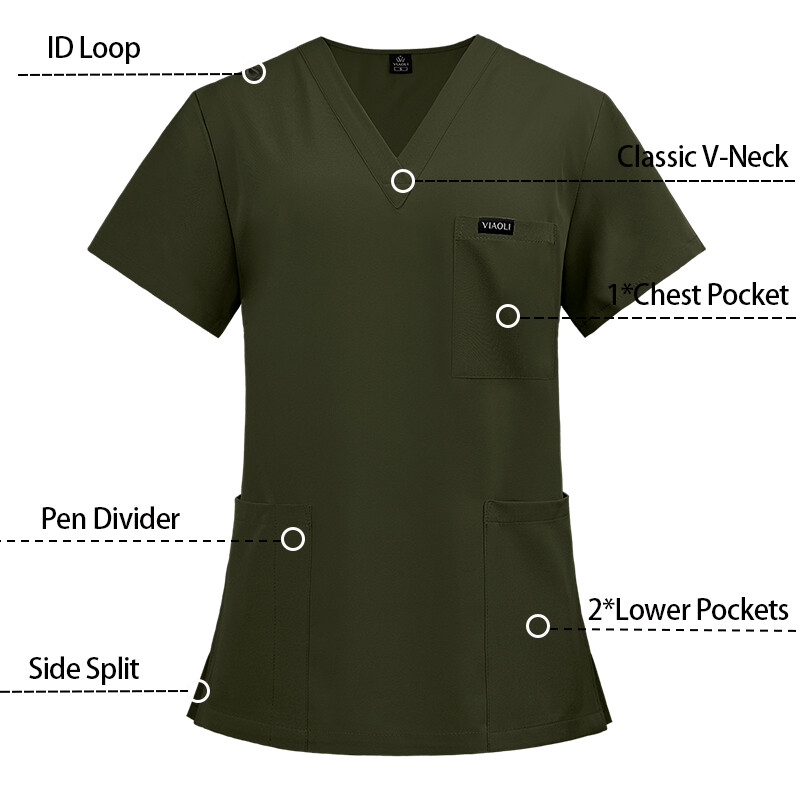 Women Men Stretch Nurse Uniform Medical Scrub Sets V-Neck Top Jogger Pant Unisex