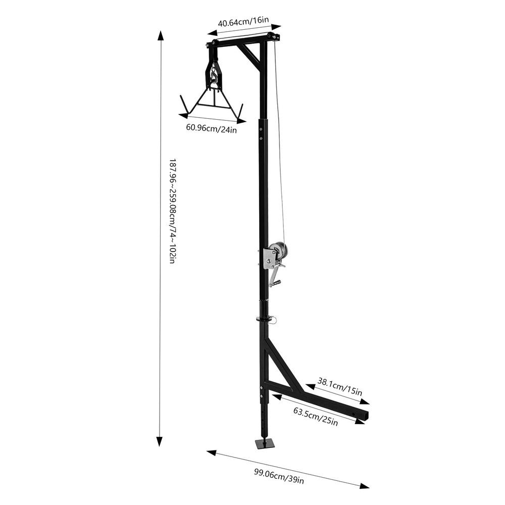 Hitch Mounted Deer Hoist 600lbs Capacity Hitch Game Hoist Adjustable Height