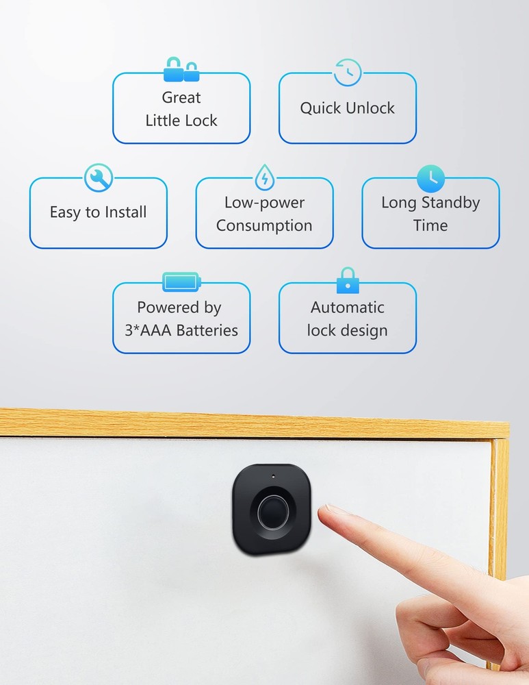 US Fingerprint Lock Smart Keyless Entry Mini Easy Drawer Locker Cabinets Lock