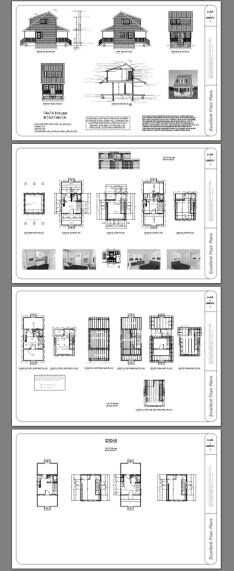 14x14 Tiny House -- 399 sq ft -- PDF FloorPlan -- Model 1A