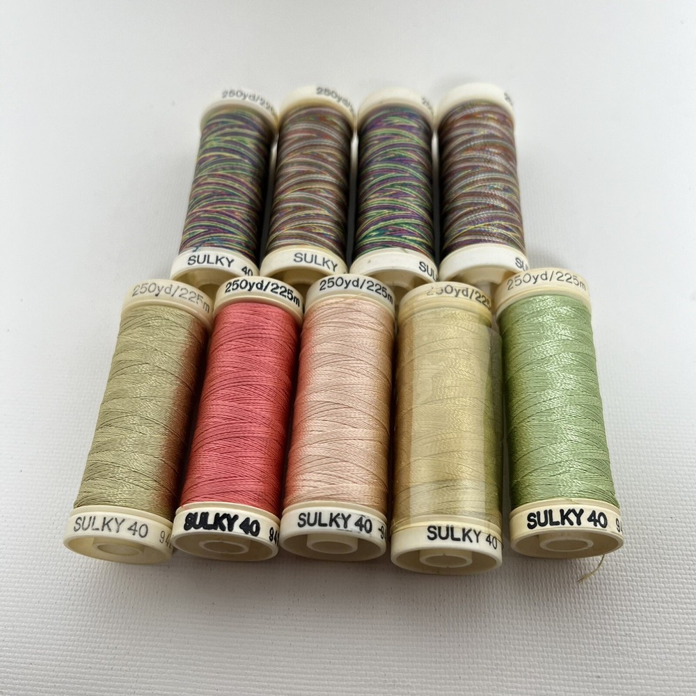 Sulky 40wt Embroidery Thread 250 yd. 9 Spools Various Colored Thread