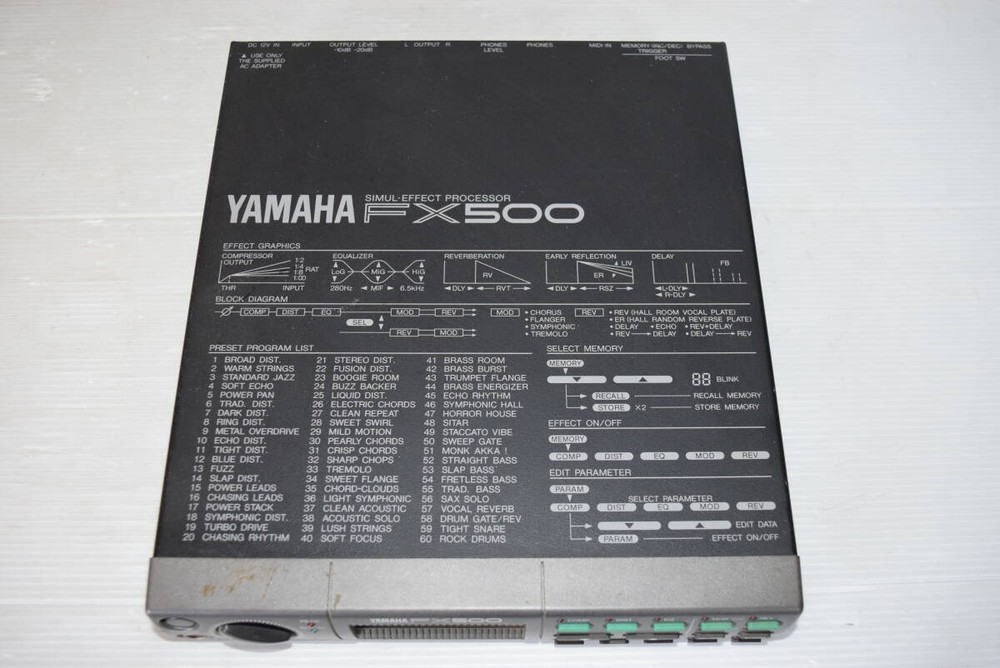 YAMAHA FX500 SIMUL-EFFECT PROCESSOR Guitar Effect with mfc06 and adapter