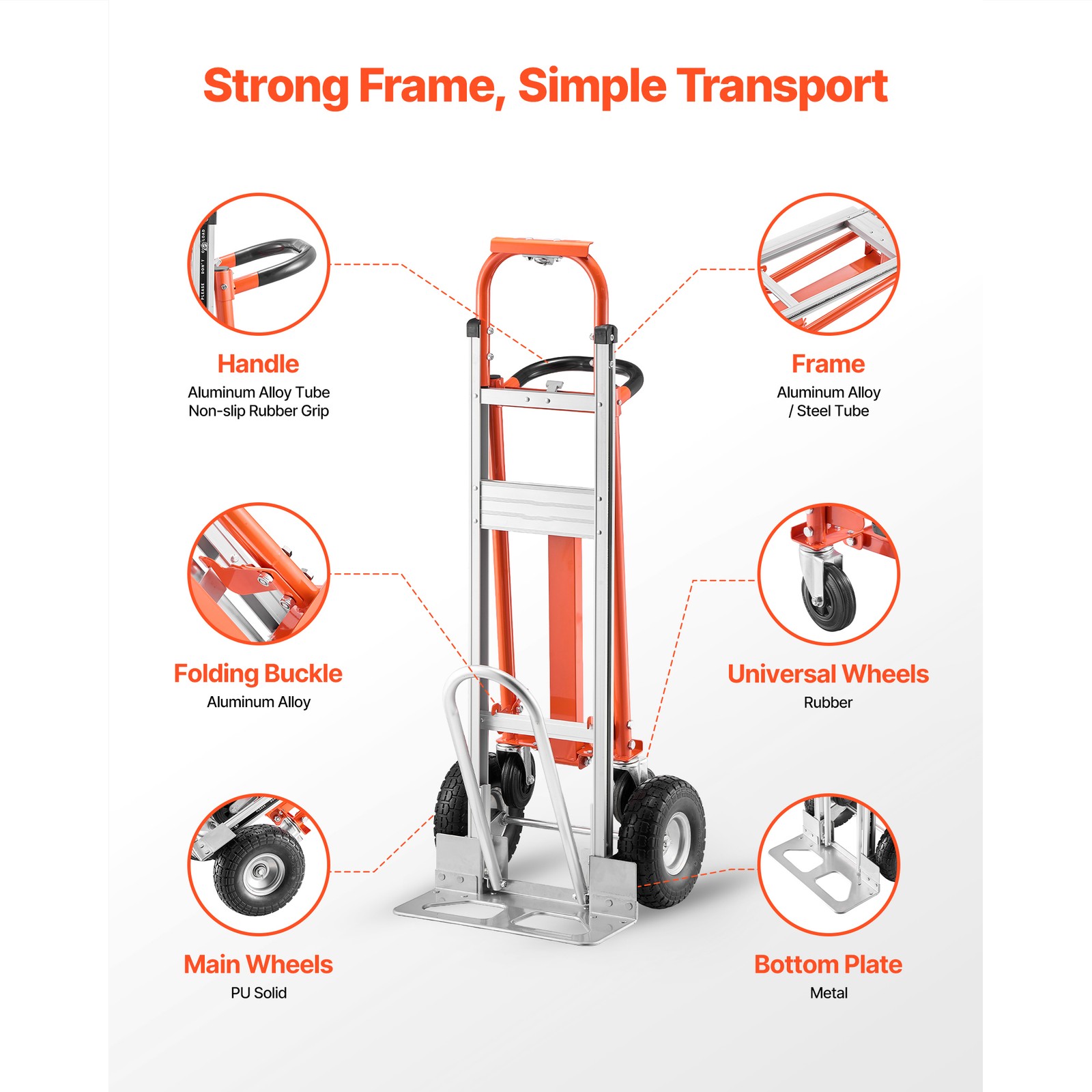 Uimoso 4-in-1 Aluminum Hand Truck, 1000 lbs Capacity, Convertible Dolly