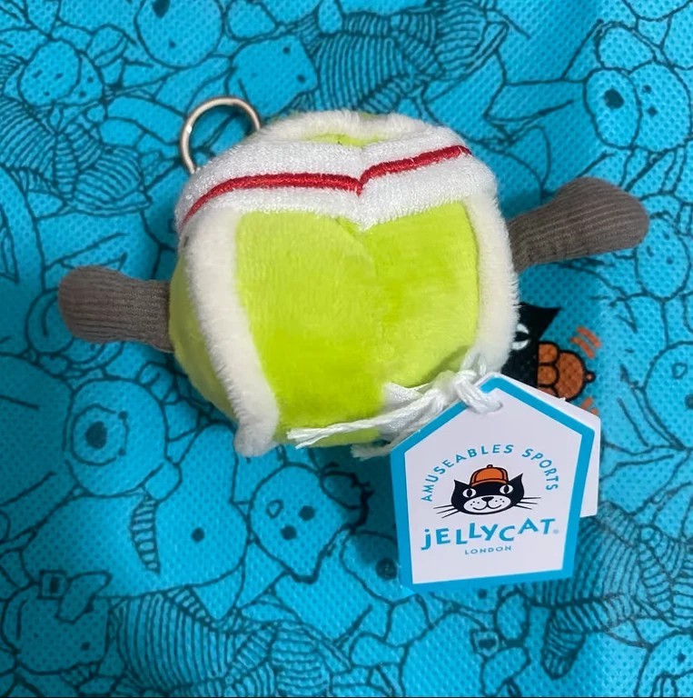 Jellycat Amuseables Tennis Ball Bag Charm Plush Keychain Soft Toy NWT