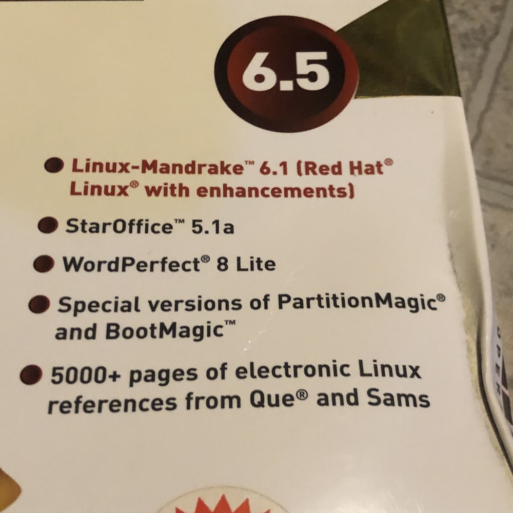 RED HAT LINUX MANDRAKE 6.5 DELUXE OPERATING SYSTEM - New Open Box