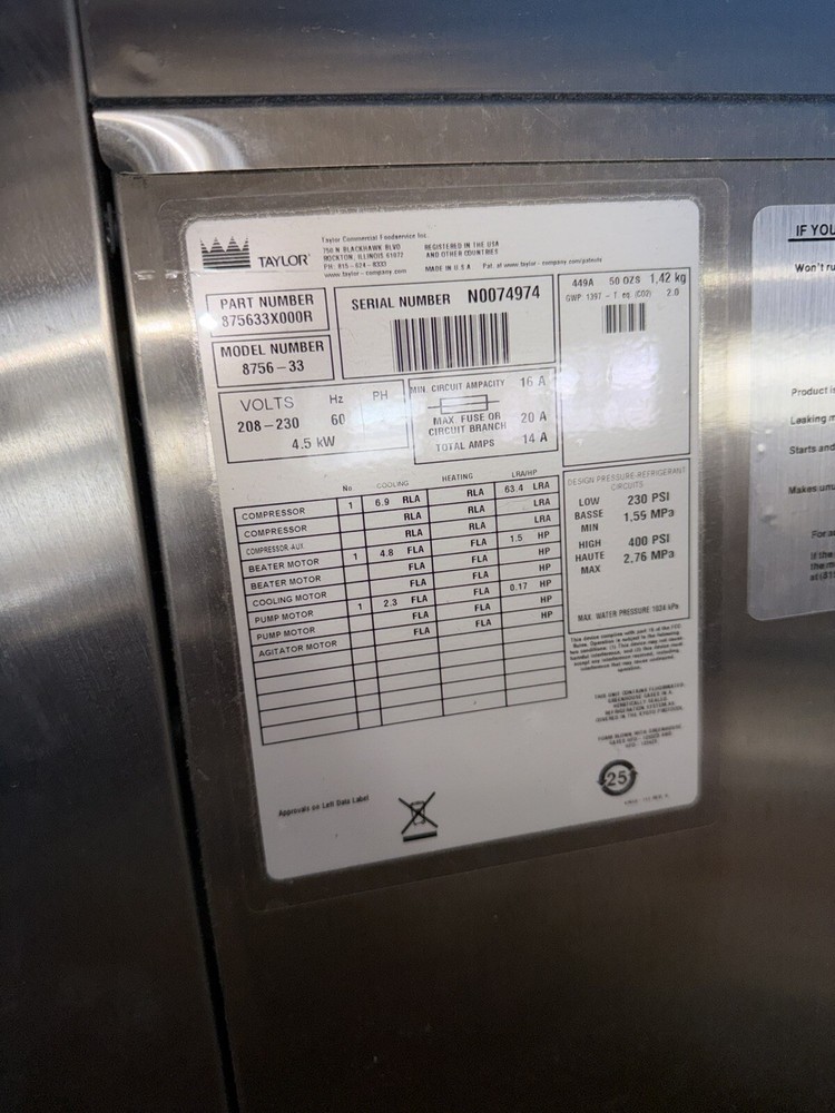 Taylor Ice Cream Machine 8756