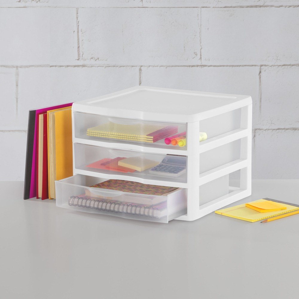 Wide 3 Drawer Unit Plastic, White