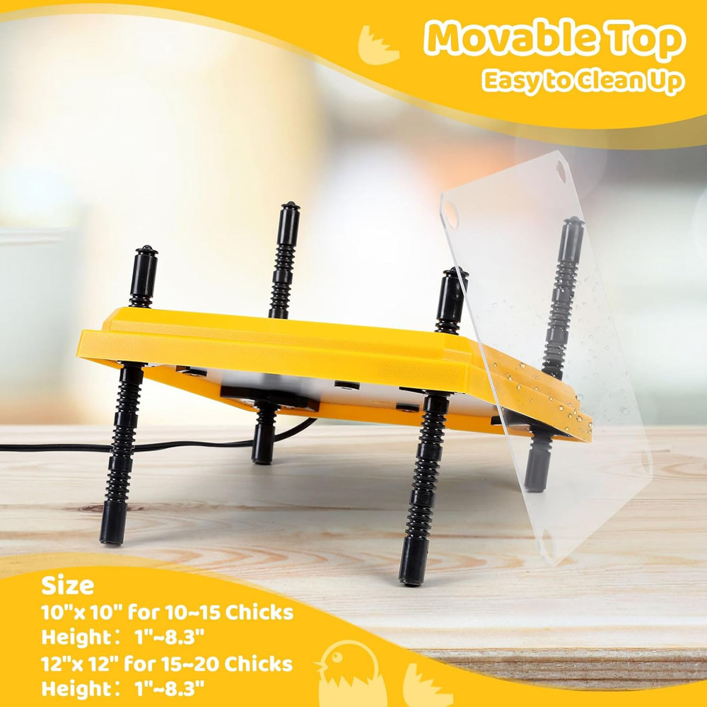 Brooder Heating Plate for Chicks Adjustable: with Bonus 12X12 Warmer with Easy