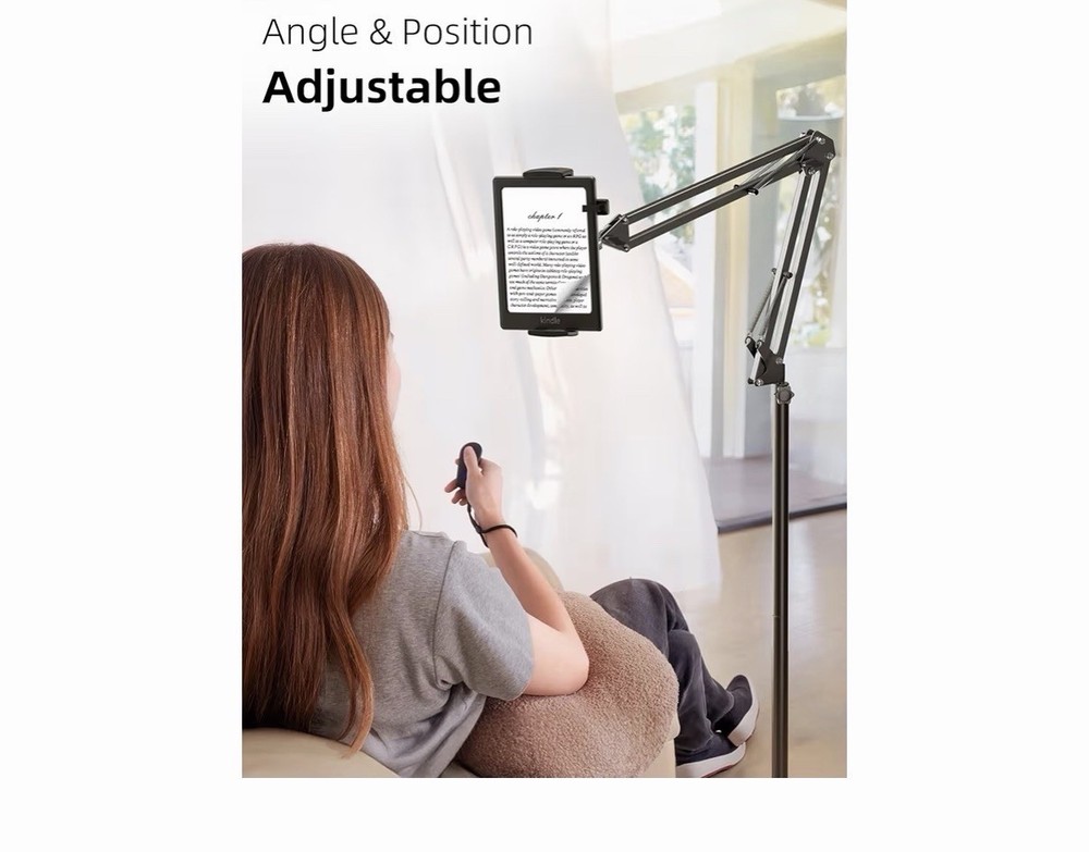 Floor Stand Tablet & E-Reader Holder, Remote Control, Adjustable, Universal, Bl…